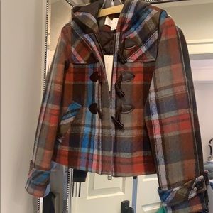 NWT Veronica Beard plaid hooded coat, Size 8